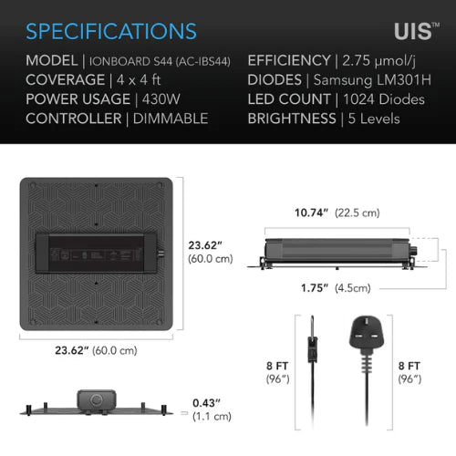 AC Infinity Ionboard S44 Full Spectrum LED Grow Light 430W