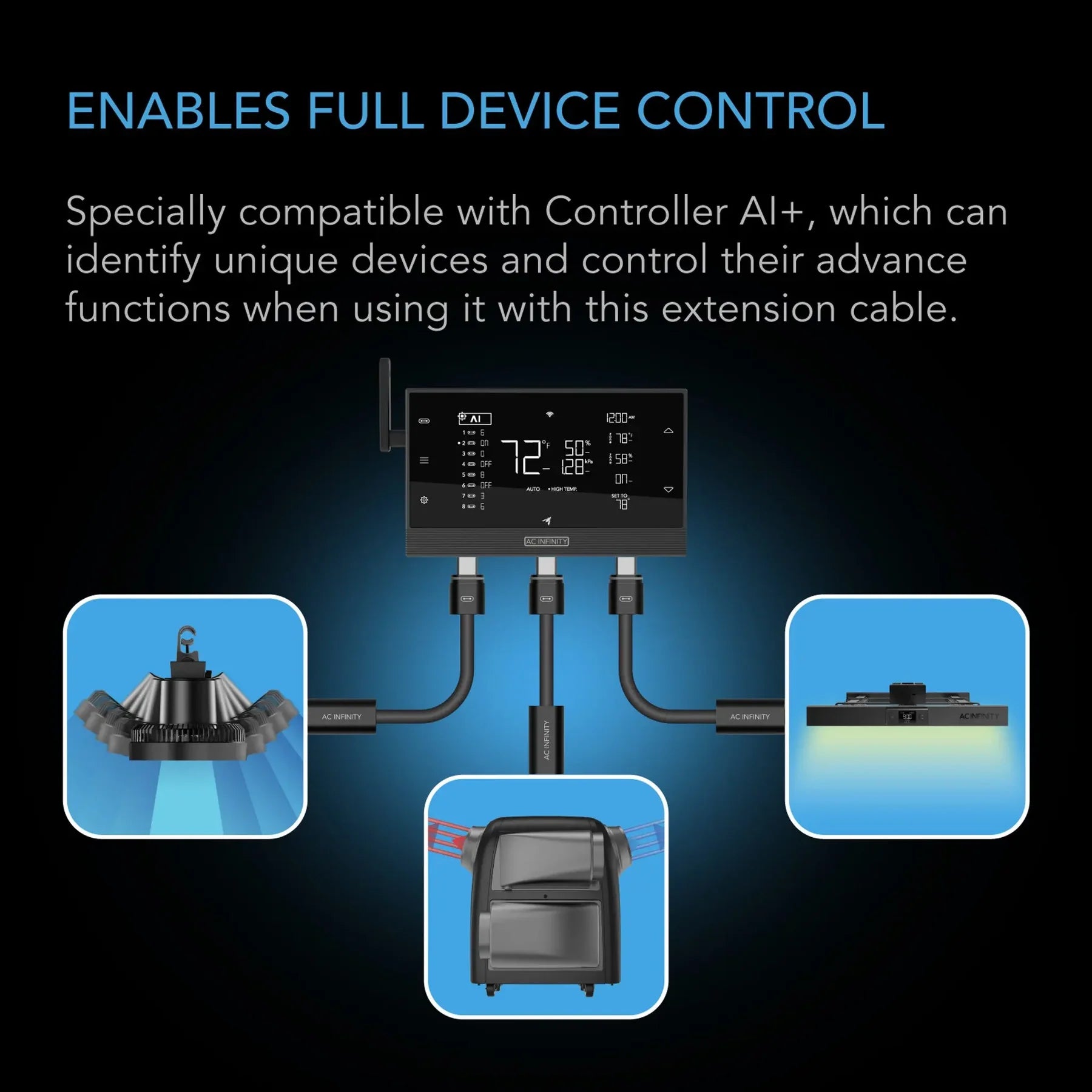 AC Infinity AI and 69 Pro UIS Controller to Device Cable, Female to Male, 10"