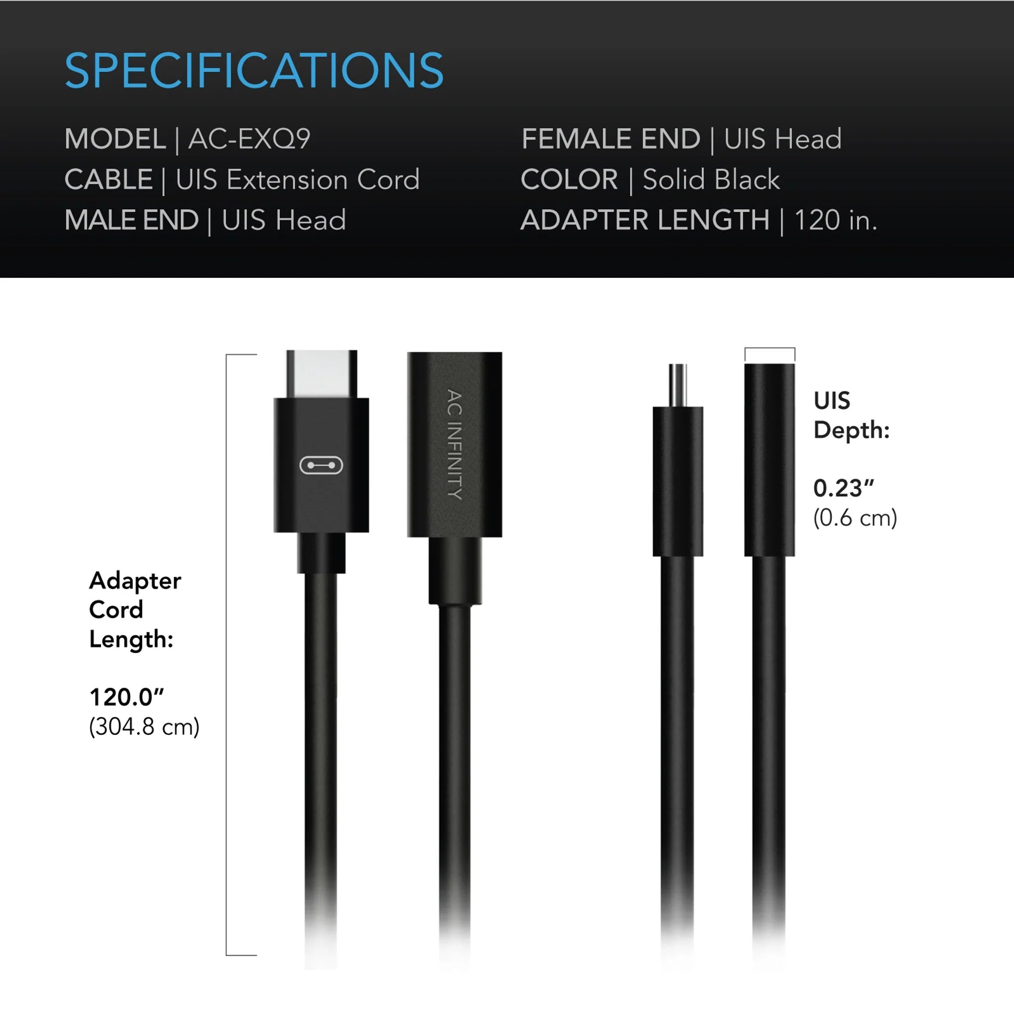 AC Infinity UIS to UIS Extension Cable, Female to Male 10ft