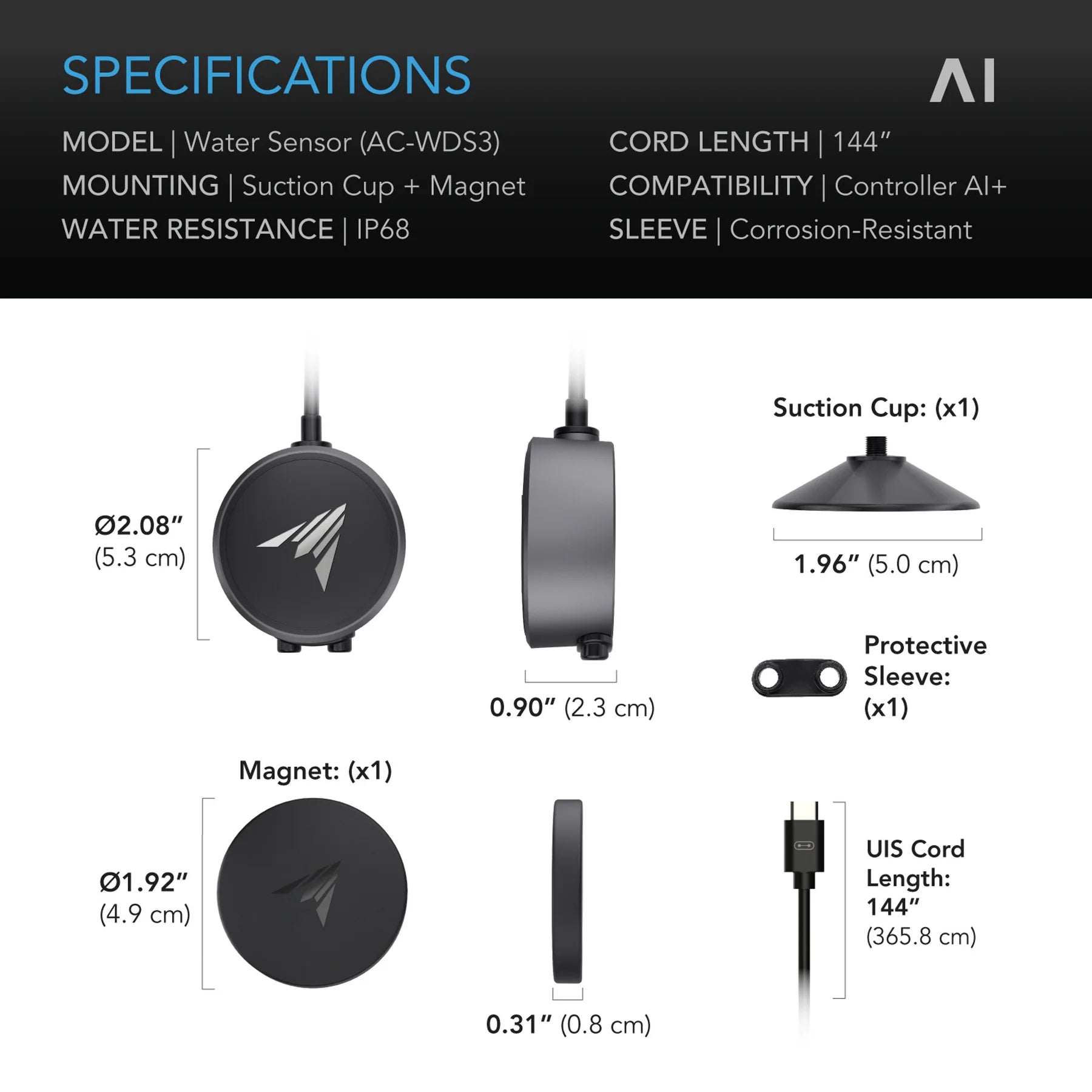 AC Infinity Water Sensor Exclusively for Controller AI+