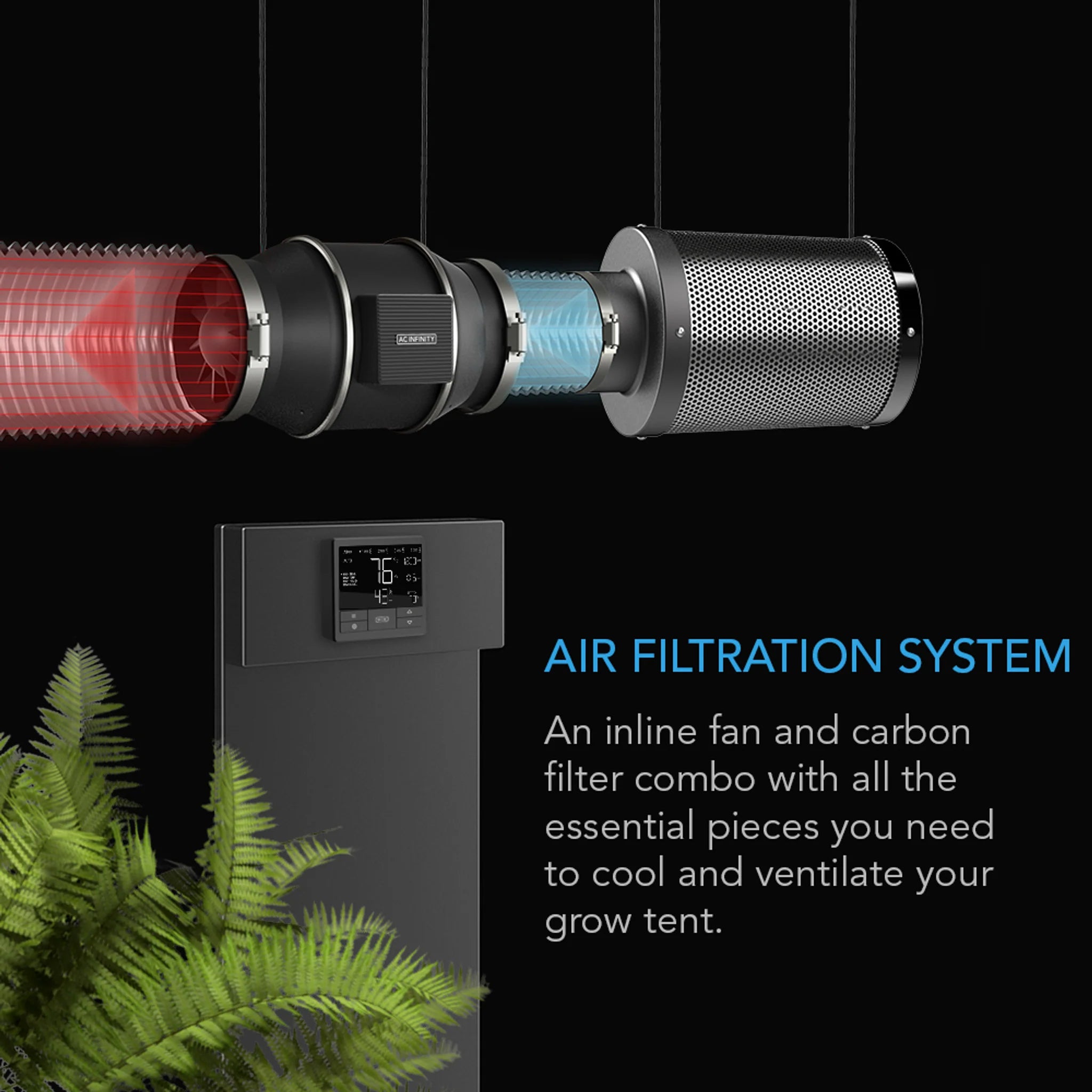AC Infinity Air Filtration Kit Pro 6", Inline Fan With WIFI Smart Controller, Carbon Filter & Ducting Combo