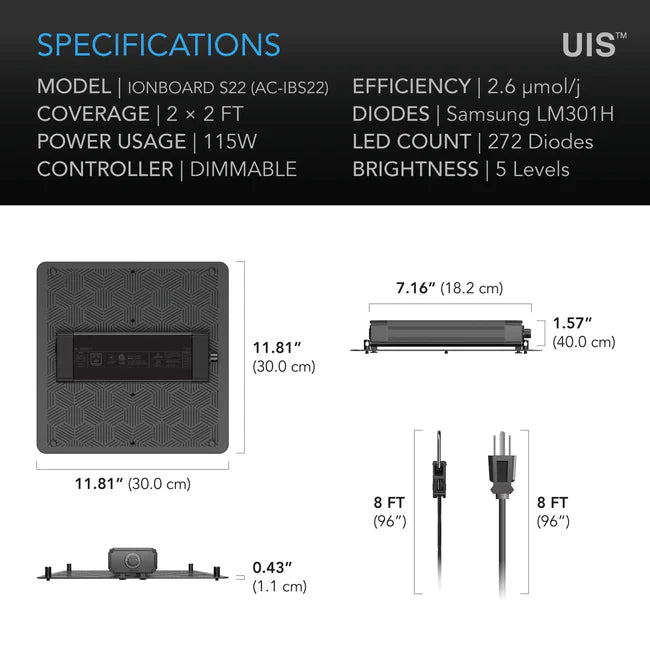 AC Infinity Ionboard S22 Full Spectrum LED Grow Light 115W