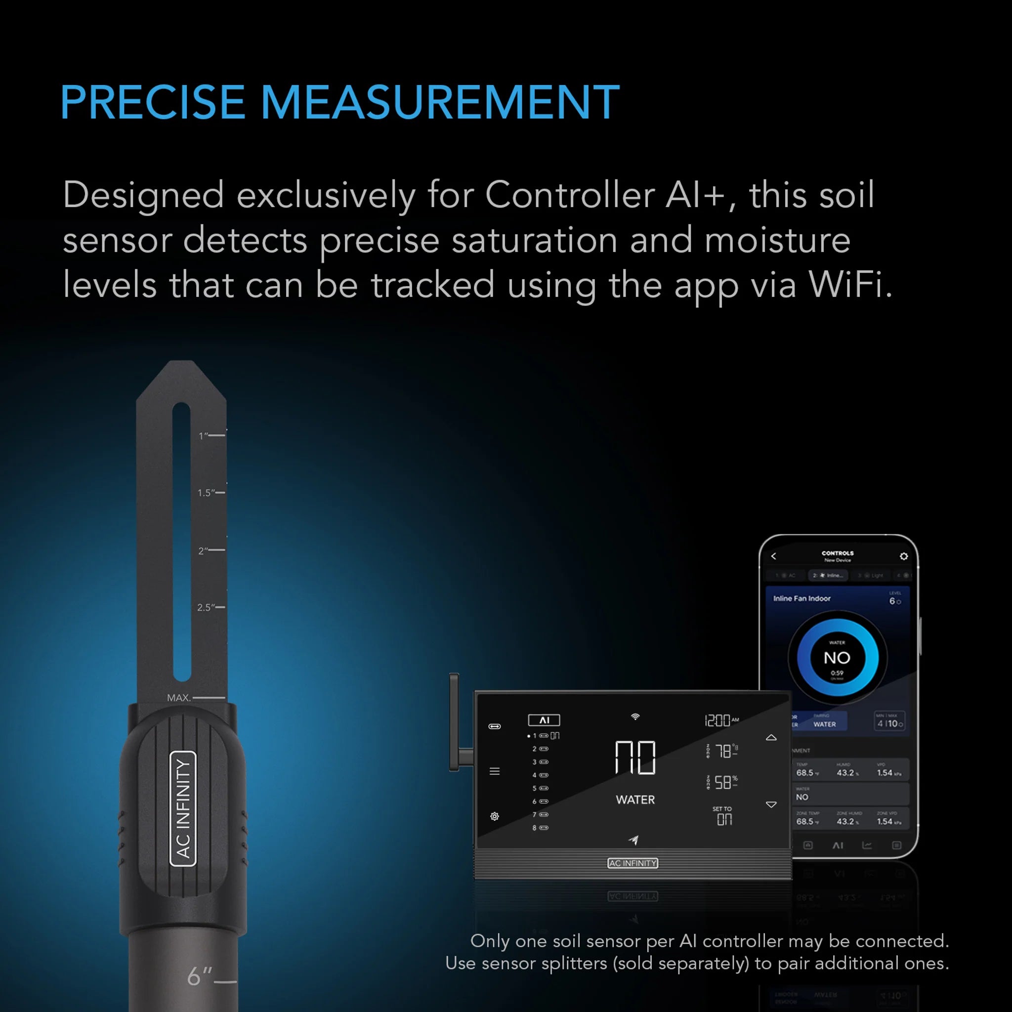 AC Infinity Soil Sensor Probe Exclusively for Controller AI+