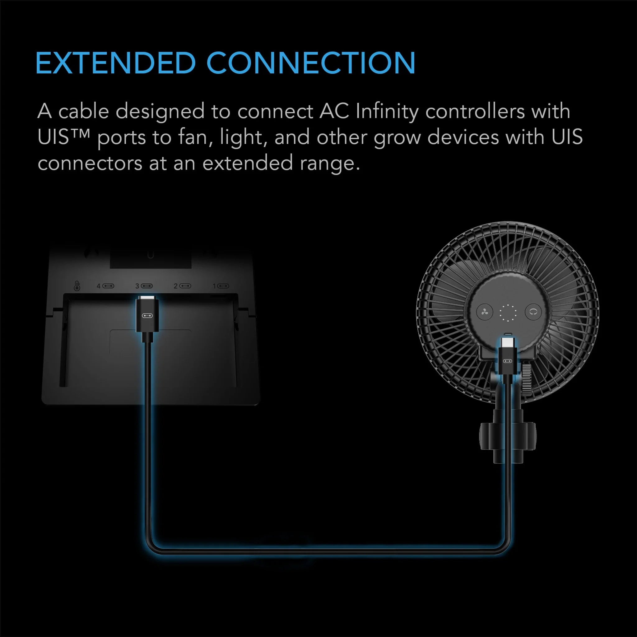 AC Infinity UIS To UIS Extension Cable, Male To Male 10ft