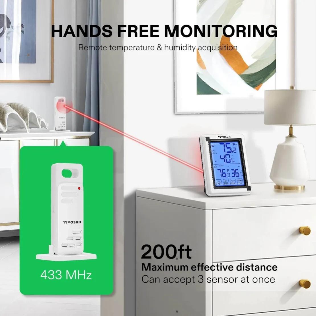 Wireless Hygrometer & Thermometer + 3 Wireless Sensors