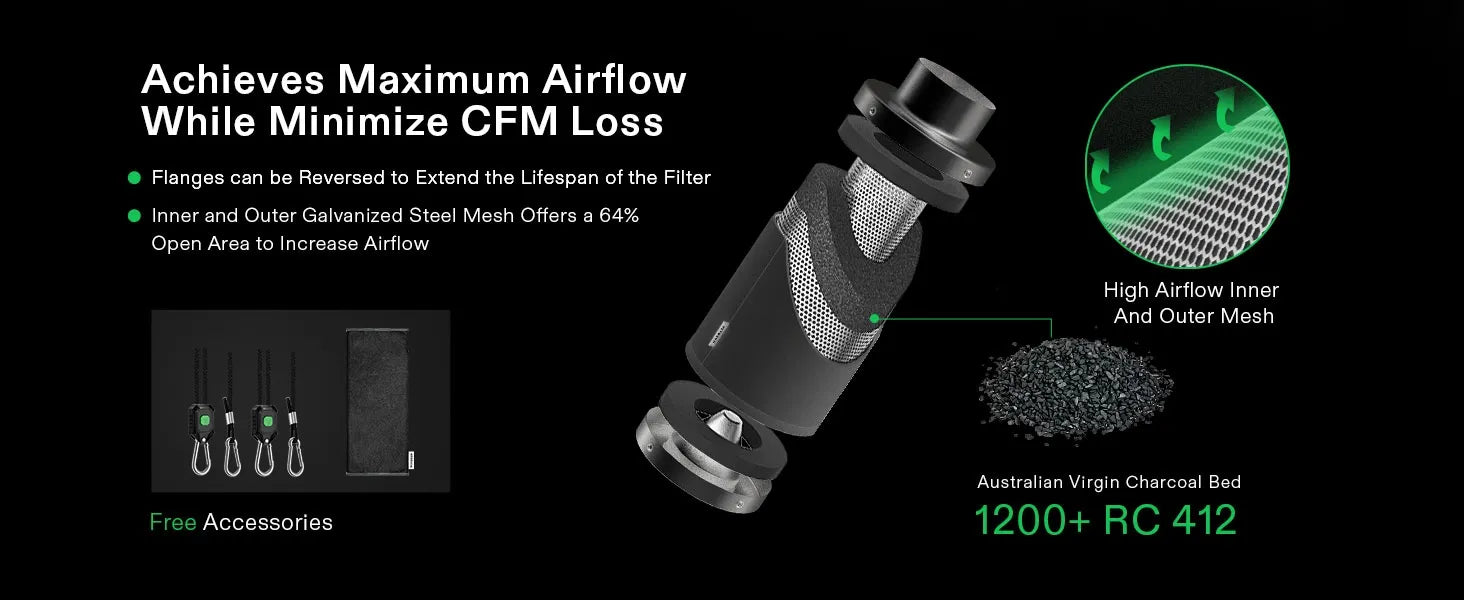 6-inch Air Carbon Filter + Rope Rachet