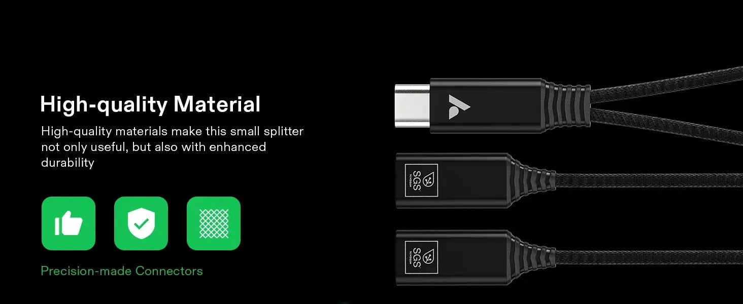 USB-C Splitter with 1 Male to 2 Female