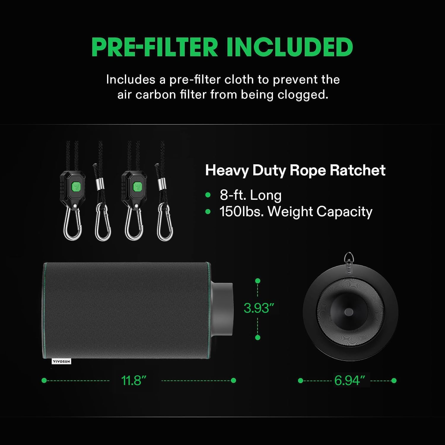 AeroZesh Black Carbon Filter + Rope Ratchet
