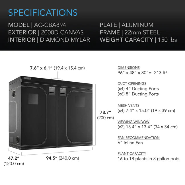 Cloudlab 894 Advance Grow Tent 8X4