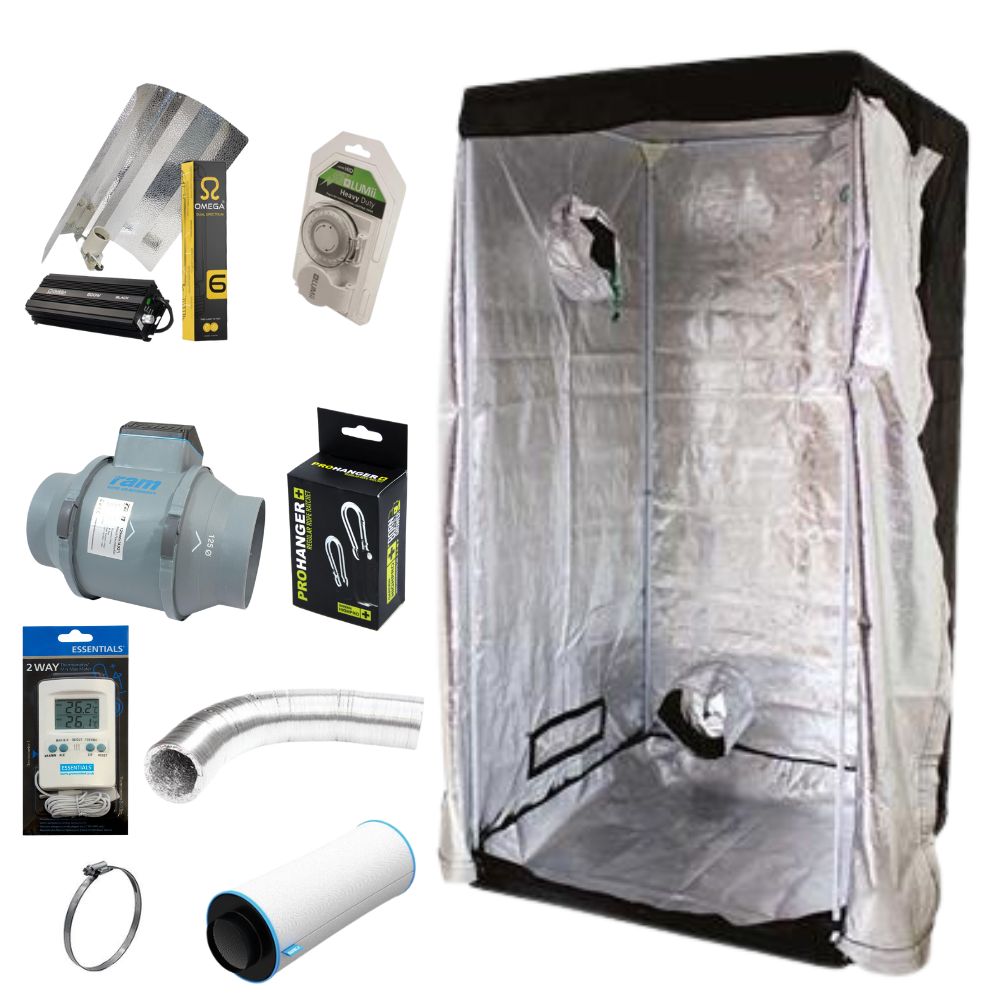 Lighthouse 1m Tent Kit with 600W Grow Light + Full Extraction Kit