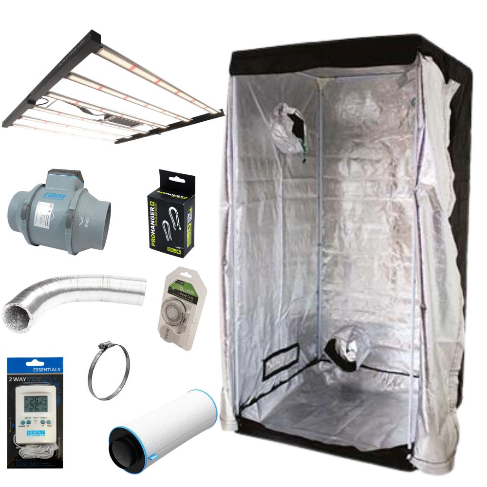 Lighthouse 1.2m Tent Kit with Omega Black LED + Full Extraction Kit