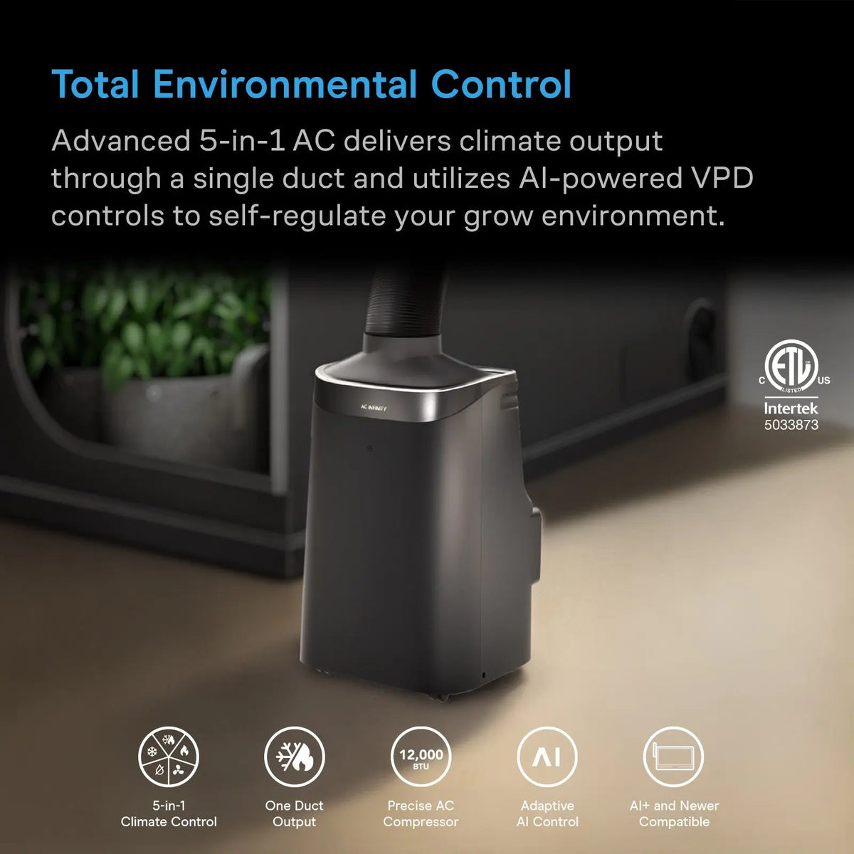 AC Infinity Terraform 9 UK, All-In-One Climate Control A/C, 9,000 BTU